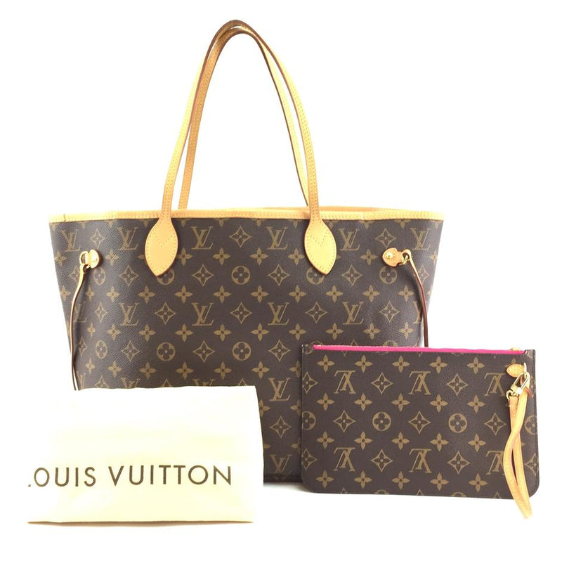 Louis Vuitton Neverfull Tote Pochette Clutch Neo with Mm Brown Monogram Canvas Shoulder Bag – LuxeDH
