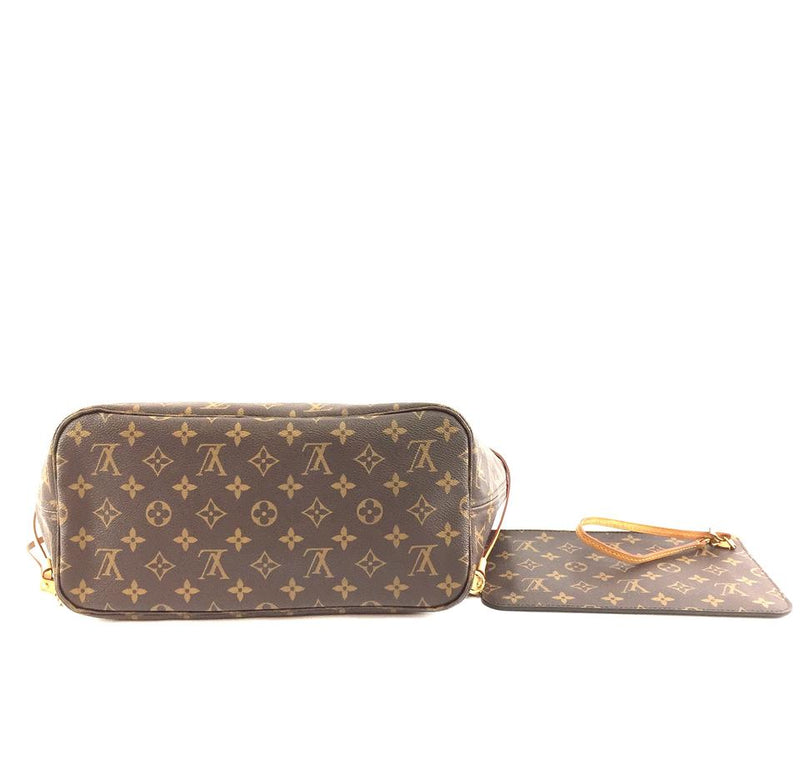 Louis Vuitton Neverfull Tote Pochette Clutch Neo with Mm Brown Monogram Canvas Shoulder Bag – LuxeDH