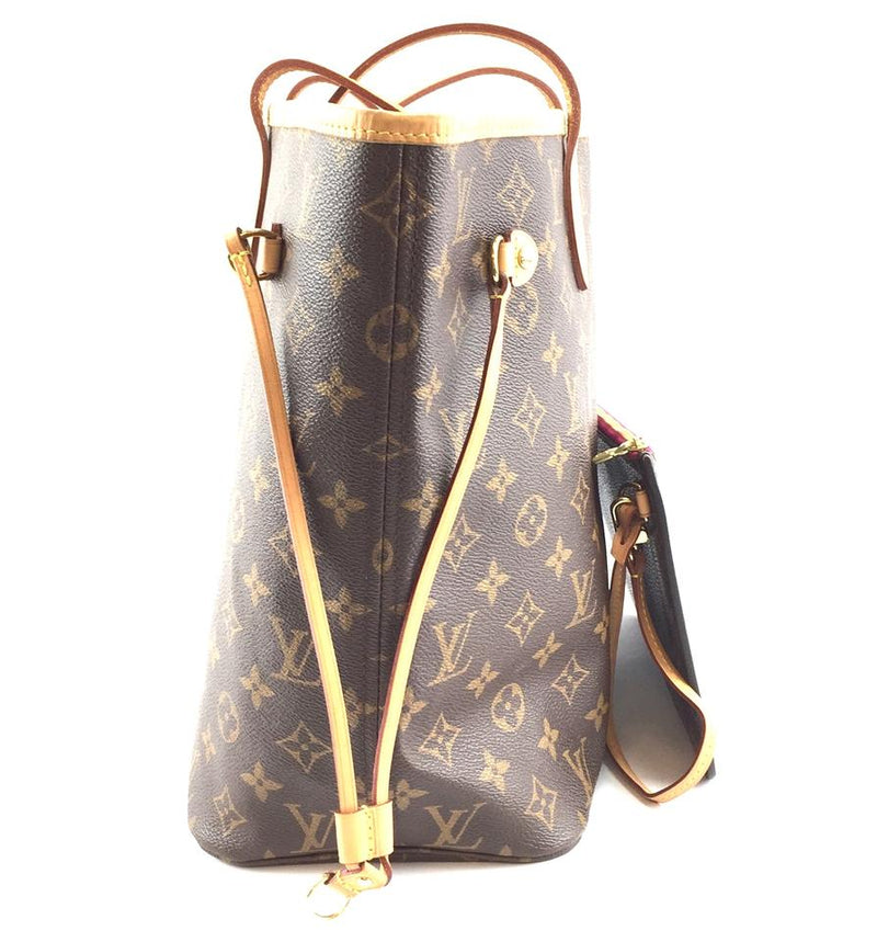Louis Vuitton Neverfull Tote Pochette Clutch Neo with Mm Brown Monogram Canvas Shoulder Bag – LuxeDH