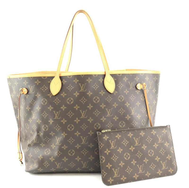 Louis Vuitton Neverfull Tote Pochette Clutch Neo with Gm Brown Monogram Canvas Shoulder Bag – LuxeDH