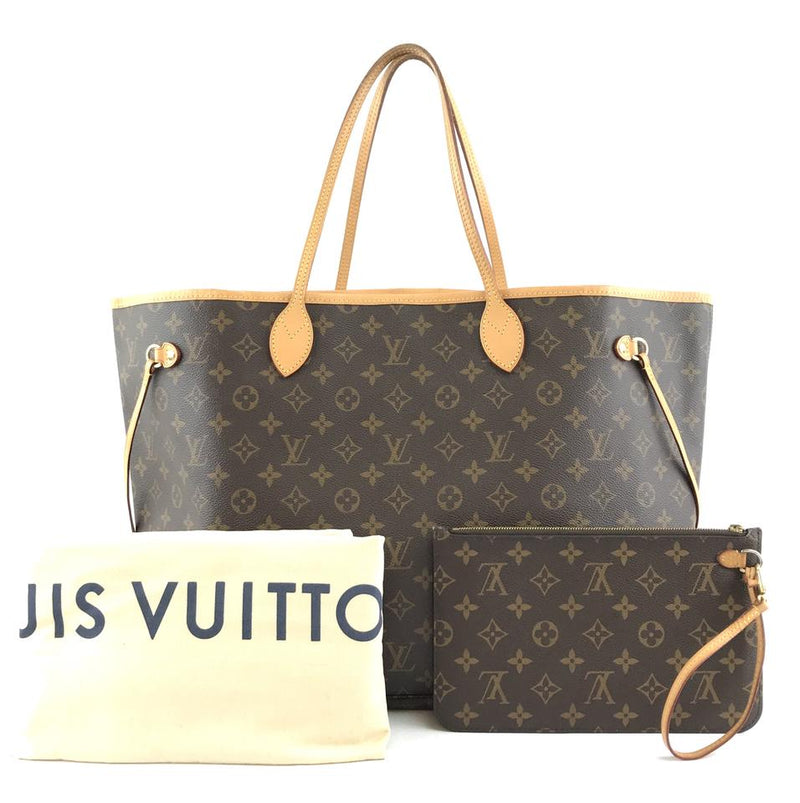 Louis Vuitton Neverfull Tote Pochette Clutch Neo with Gm Brown Monogram Canvas Shoulder Bag – LuxeDH