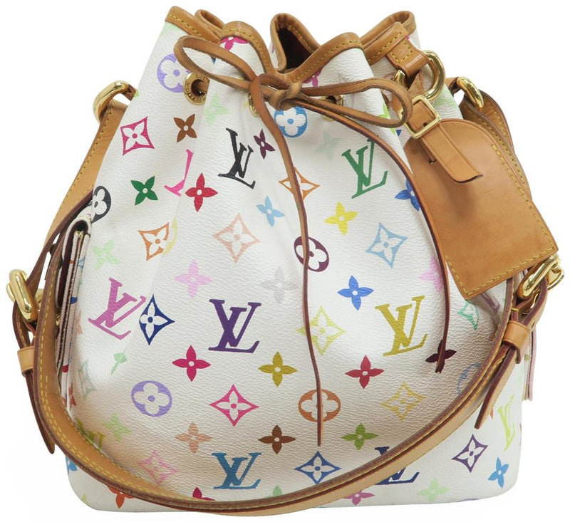 Louis Vuitton Petit Noe Monogram Multicolore White Canvas Shoulder Bag – LuxeDH