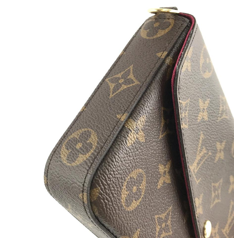 Louis Vuitton Pochette Chain Felicie Rare Full Set with Inserts Long Shoulder Brown Monogram ...