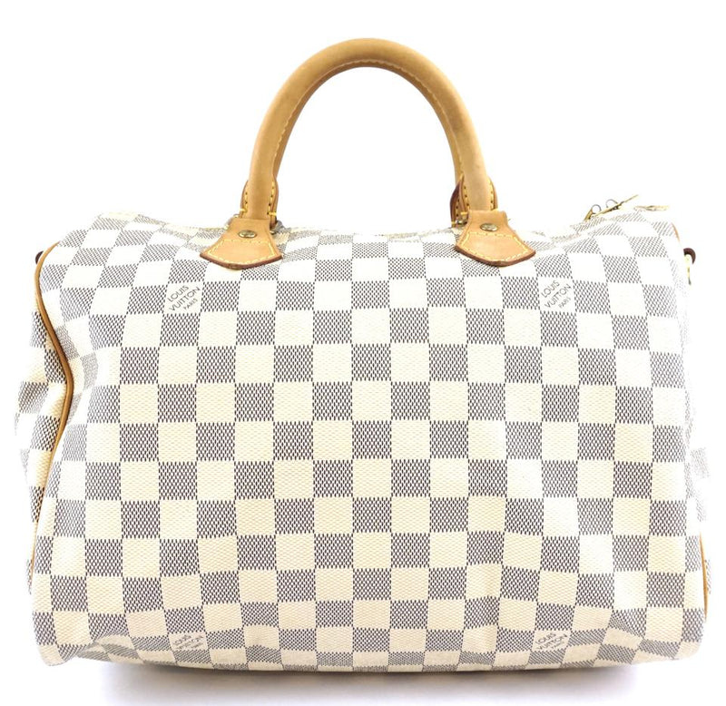 Louis Vuitton Speedy with Strap 30 Bandouliere Satchel Cross Body White Grey Damier Azur Canvas ...