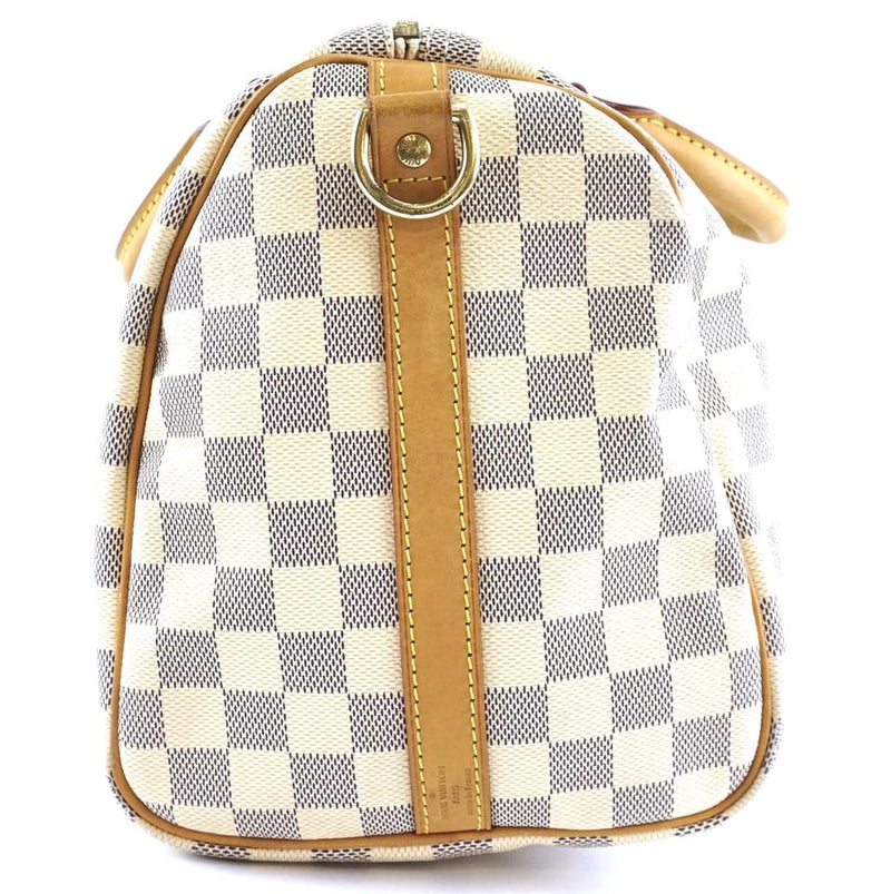 Louis Vuitton Speedy with Strap 30 Bandouliere Satchel Cross Body White Grey Damier Azur Canvas ...