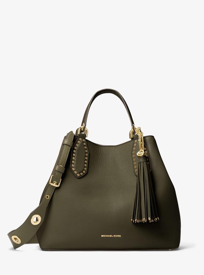 Michael Kors Brooklyn Large Olive Green Leather Satchel – LuxeDH