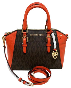 michael kors orange and brown purse