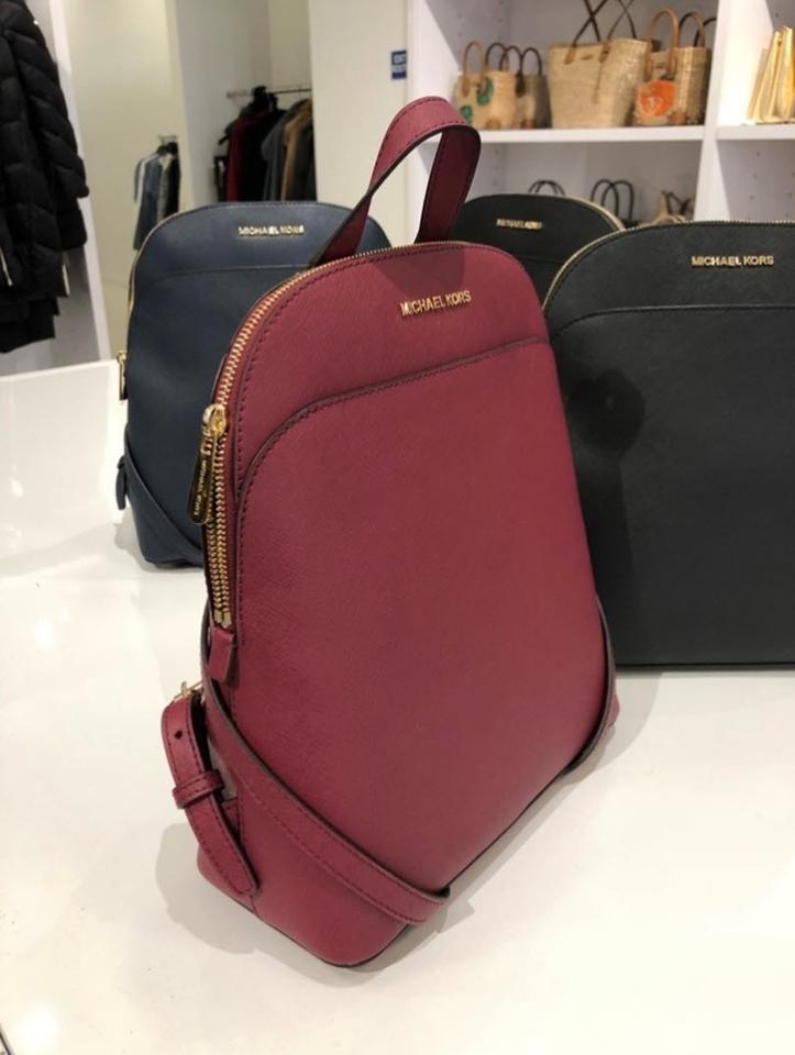 Michael Kors Emmy Mulberry Red Leather Backpack – LuxeDH