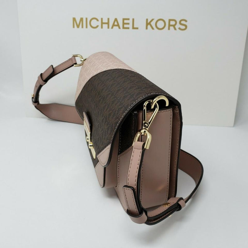 michael kors pink and brown handbag