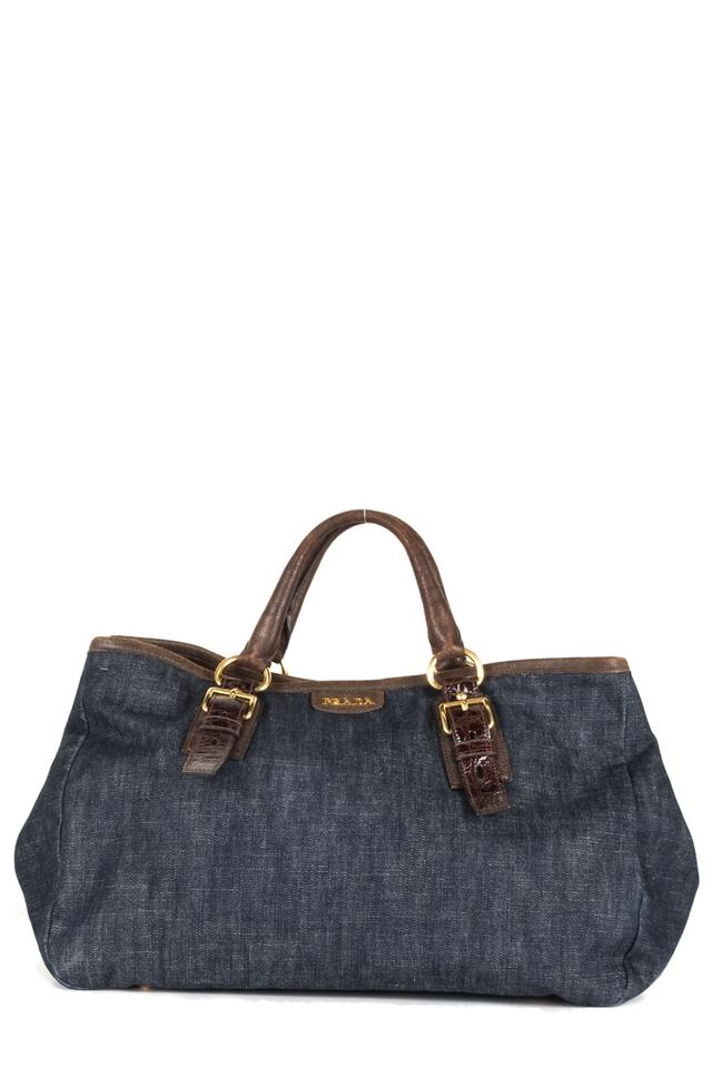 prada denim tote bag