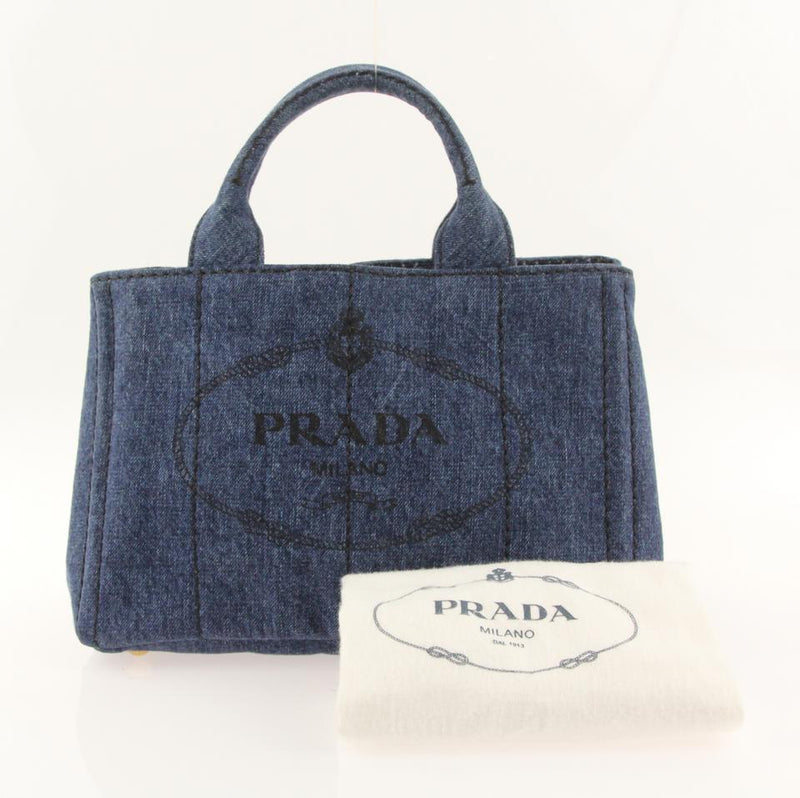 prada denim tote