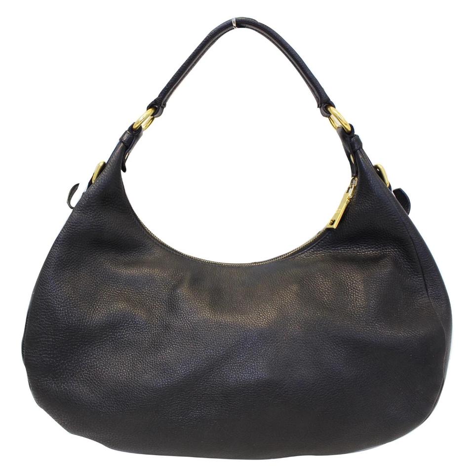 prada black leather hobo bag