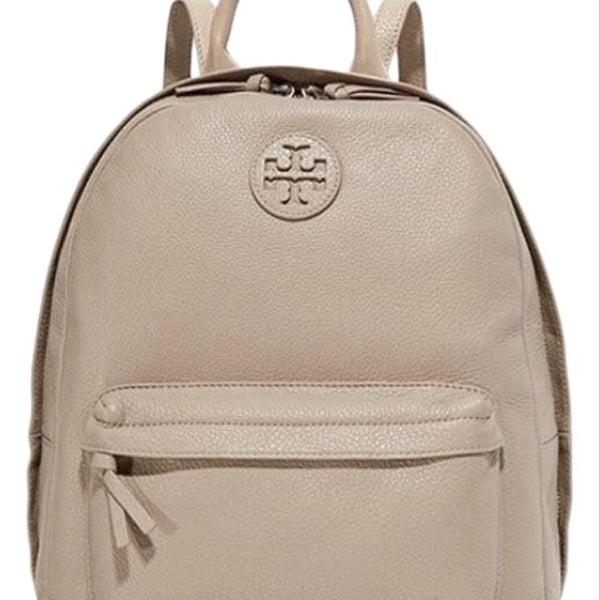 light grey leather backpack