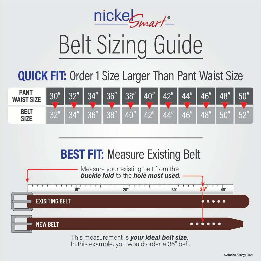 Nickel Smart Belt Sizing Guide - Please call if you have any questions 704-947-1917