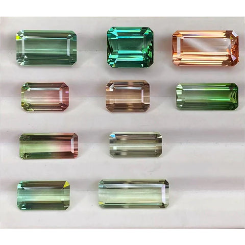 Bi Color Natural Tourmaline Gemstones