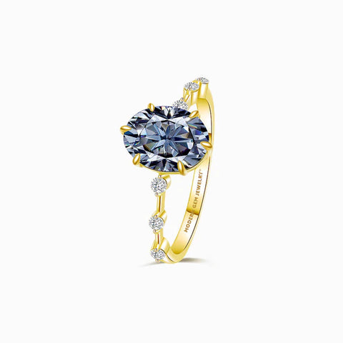 blue moissanite ring