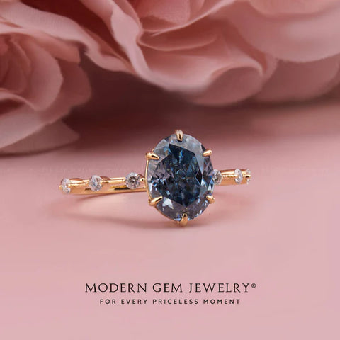 blue moissanite ring