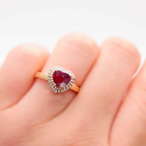 Heart Ruby and Diamonds 18K Rose Gold