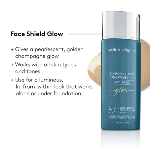 Colorescience Sunforgettable Total Protection Face Shield Glow SPF50 benefits