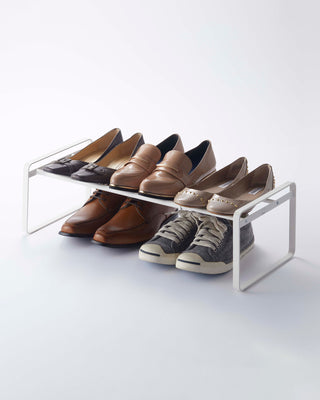 Yamazaki Home Line Expandable Low-Profile Shoe Rack | 2-Tier, Black