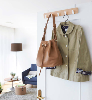 Yamazaki Wood Home Rin Wall-Mounted Coat Hanger Brown