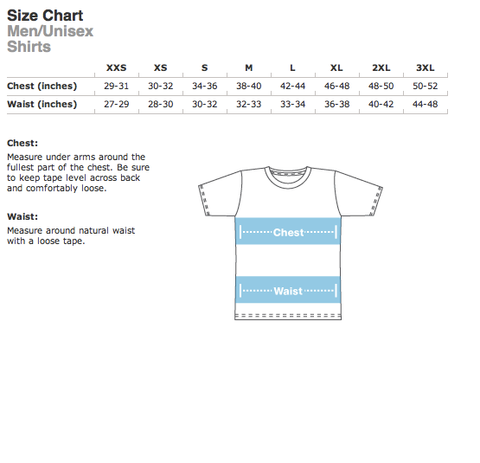 Yalex T Shirt Size Chart