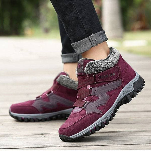 women comfy warm waterproof suede hook loop ankle boots