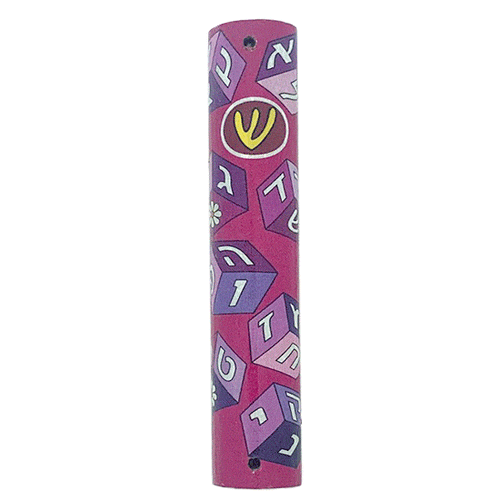 Aleph Bet Mezuzah-Pink