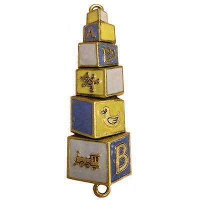 Baby Blocks Mezuzah - Blue and Yellow