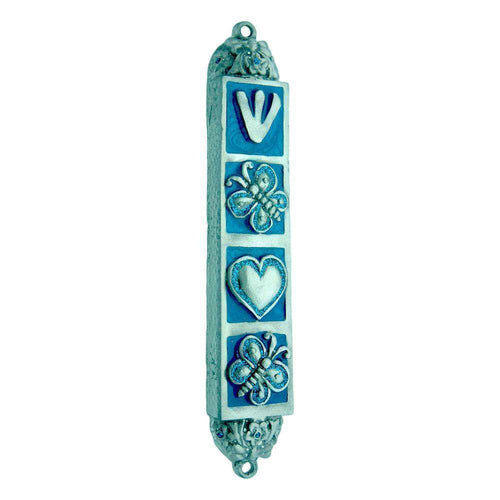 Butterfly Mezuzah - Blue