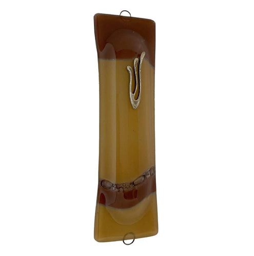 Glass Art Mezuzah- brown