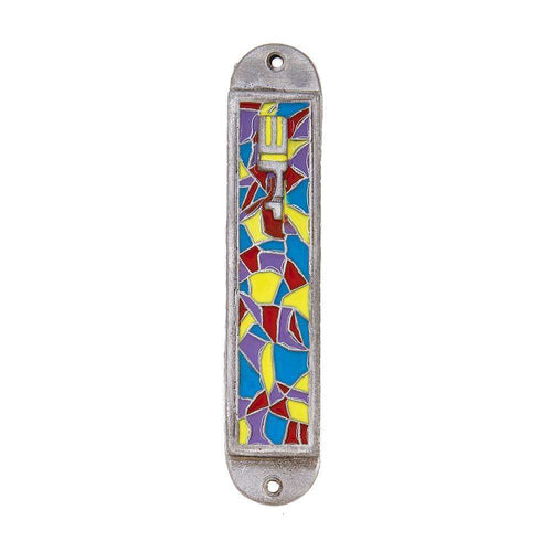 Mosaic Pewter Mezuzah - Rainbow