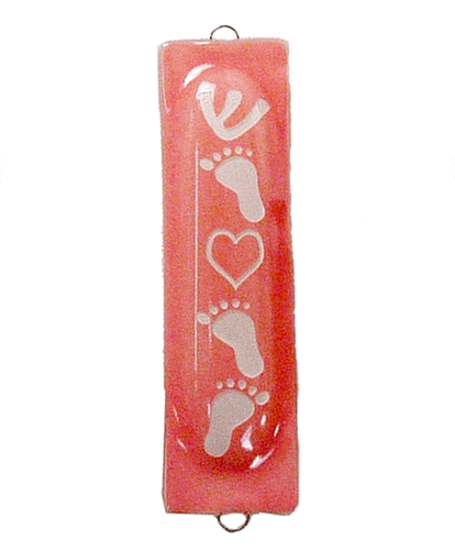 Pink Baby Feet Mezuzah