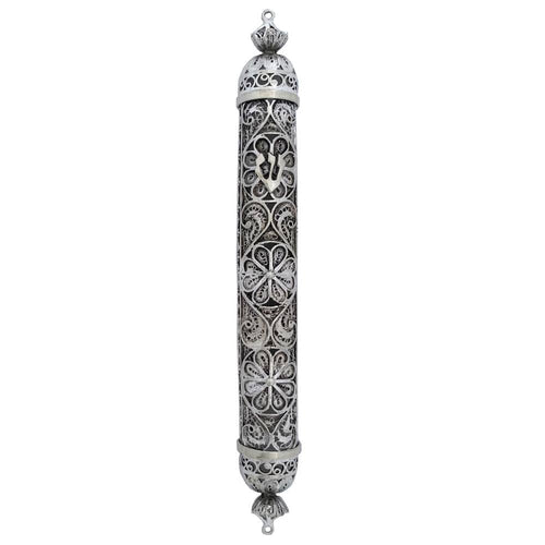 Silver Filigree Crown Mezuzah