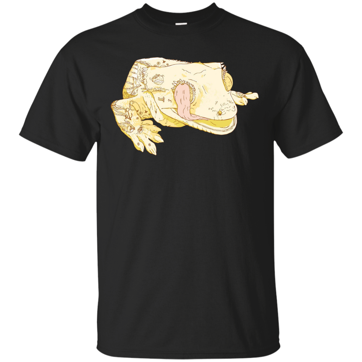 Crested Gecko Lizard with Tattoos Licking Eyeball T-Shirt