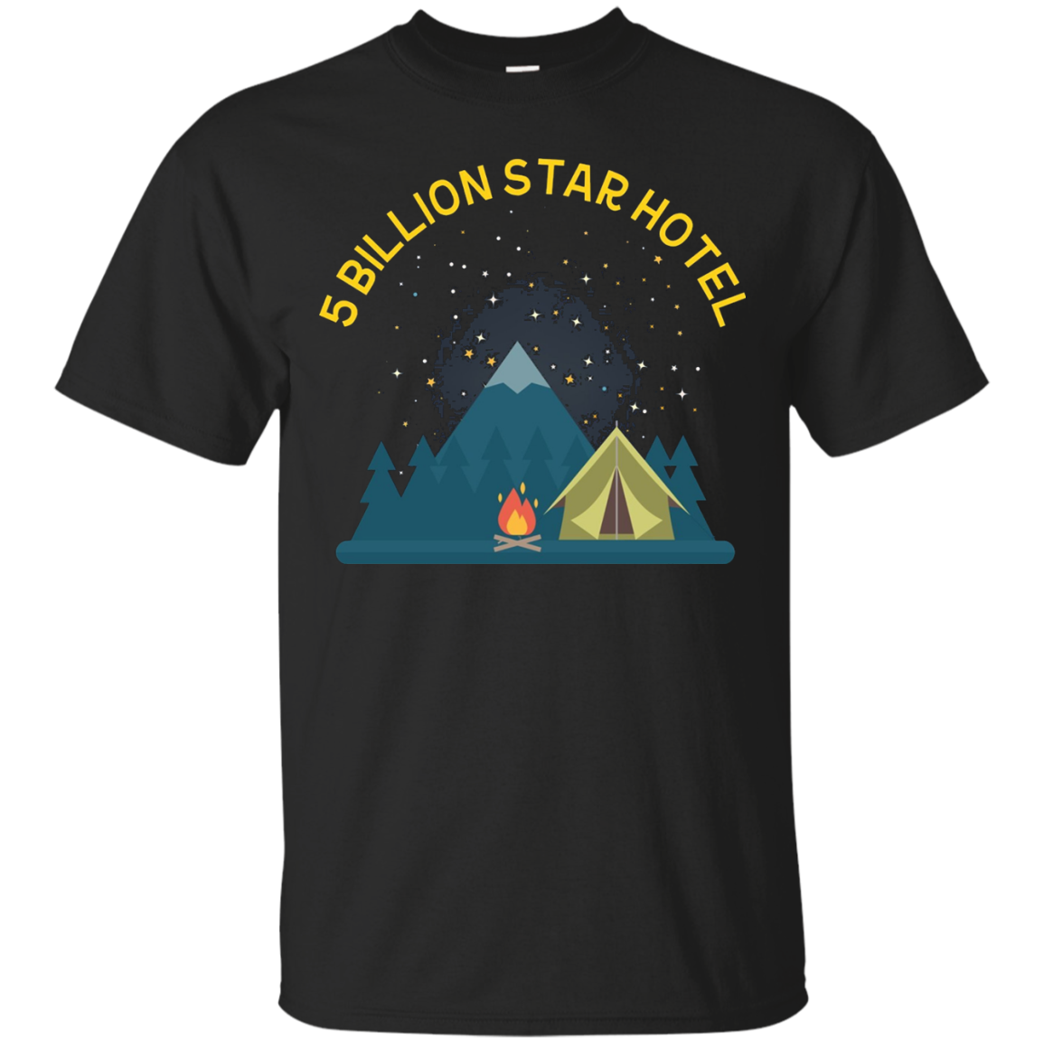 Funny Camping T-shirt, 5 Billion Star Hotel, by Zany Brainy