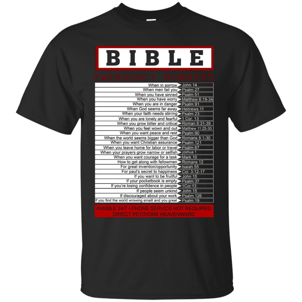 Bible emergency numbers T-Shirt