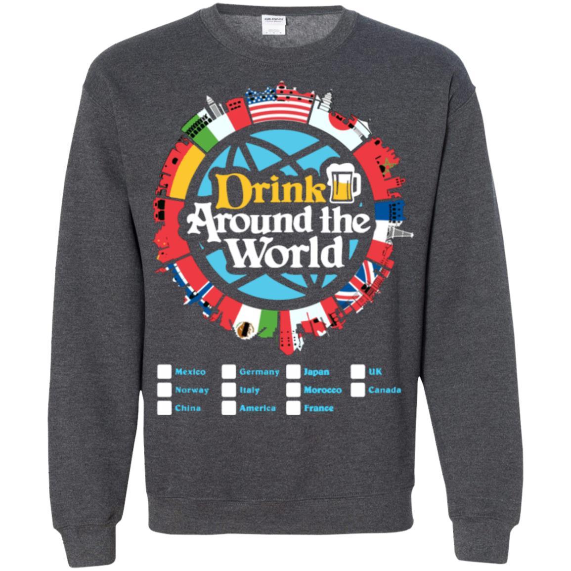 Drink Around the World - Pullover Sweatshirt Dark Heather / 5XL