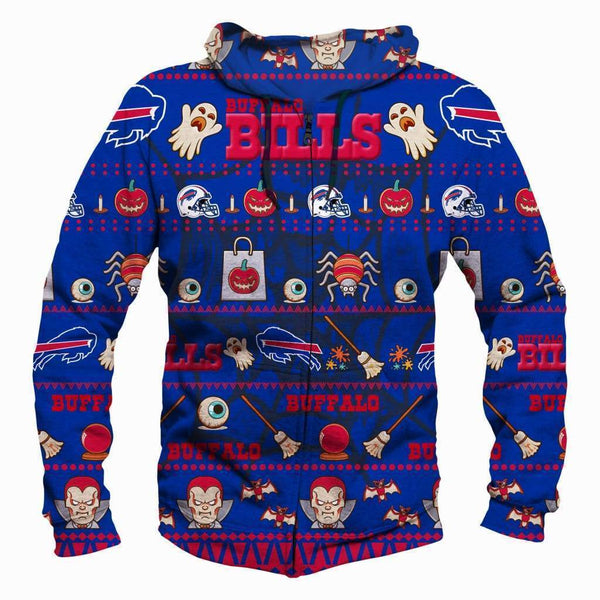 Electric Buffalo Bills Skull Hoodies Halloween Full Printed 3D Hoodie, Zip  Hoodie - Banantees