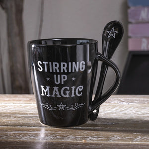 Black Stiring Magic Mug and Spoon - Just Because Gifts - Custom Gifts - Personalized Magic Mug