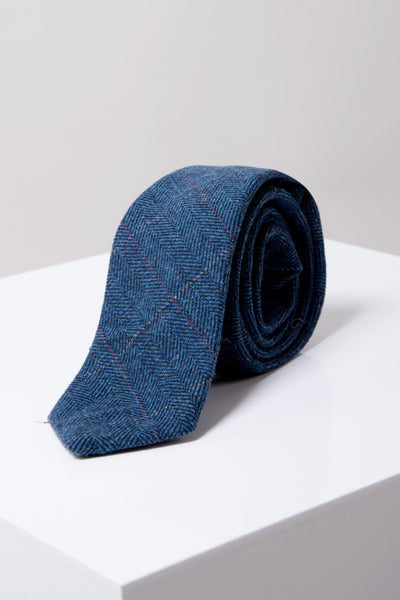 Marc Darcy Ties | Dion Blue Tweed Tie | Tweed Ties | Mens Tweed Suits