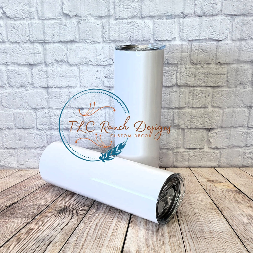 20oz or 30oz Straight Matte White Sublimation Skinny Tumbler