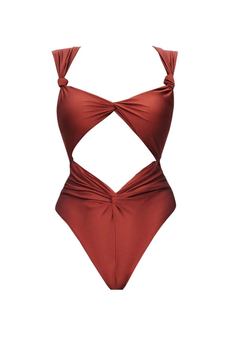 Rora Cut Out One Piece Chocolate Swimsuit Cult Mia Andrea Iyamah 