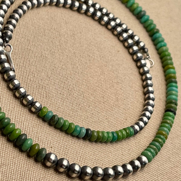 Navajo Beaded Sterling & Turquoise Necklace