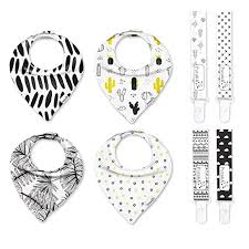 Pack of pacifier clips and bandana bibs