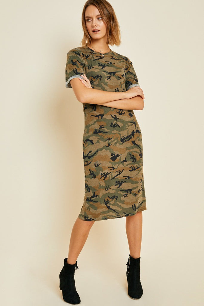 camo print t shirt dress