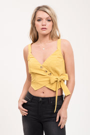 New In Town Wrap Top In Mustard