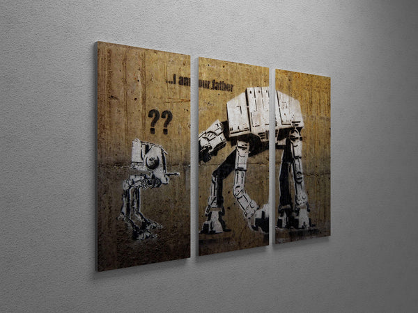 Banksy I Am Your Father Star Wars Triptych Canvas Wall Art Pingoworld