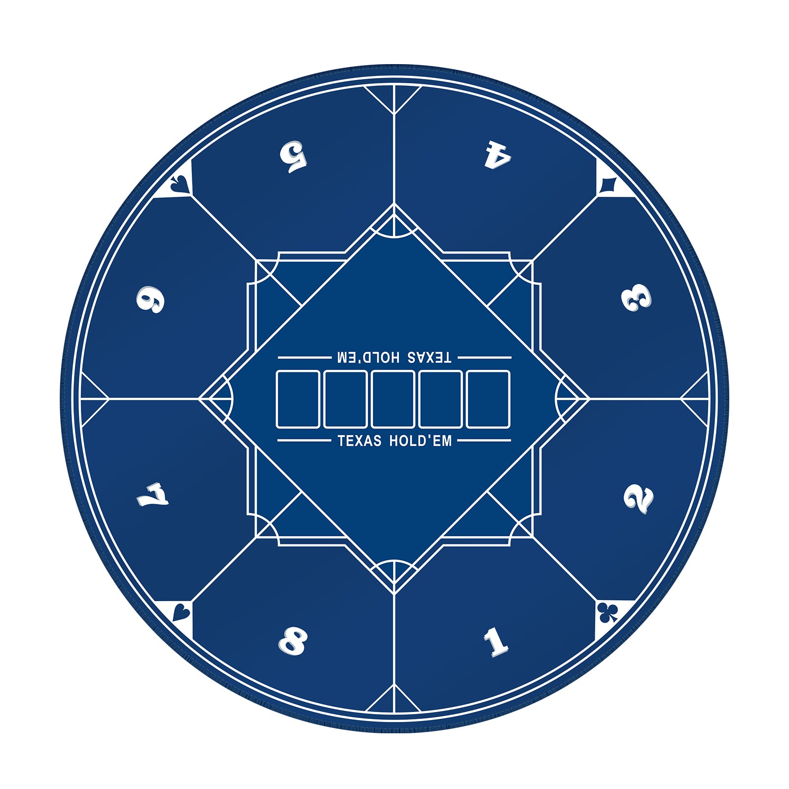 47" x 47" Blue Round Texas Hold'em Rubber Mat
