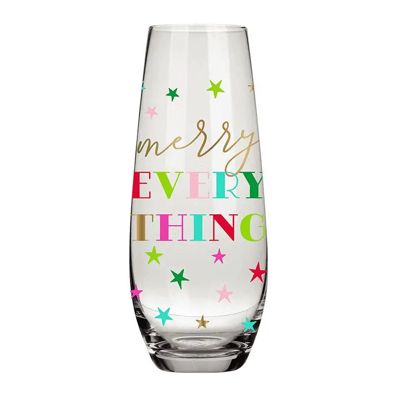 Merry Everything Stars Flute Glass